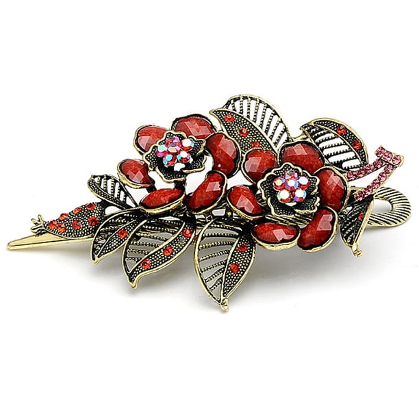 Vintage Rose Flower Style Rhinestone Hair Clip Retro Hairpin Accesorios para el cabello para mujeres niñas MFZFUKR CPB-CJZ948-1