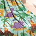 thumbnail image 3 of LightBlue Cartoon Dinosaurs Volcanoes Pattern Blanket,Comfortable Soft Flannel Throw Blanket,All Season,Warm Lightweight Blankets for Sofa Bed Couch Living Room Chair,30"x40", 3 of 4