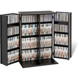 Large 4-Sided Spinning Tower, Black - DVD & CD Rotating Storage