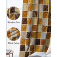 thumbnail image 4 of Abstract Geometric Blackout Curtains Light Blocking Print Window Curtains, Vintage Minimalist Checkered Brown Thermal Insulated Window Drapes for Living Room Kitchen Cafe (2 Panels, 104"W x 84"L), 4 of 9