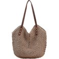 thumbnail image 1 of Bolsa de paja para mujer, bolsa de playa de verano, bolsa de mano tejida suave, bolso de hombro grande de ratán para vacaciones, 1 of 5