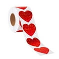 thumbnail image 2 of JeashCHAT Heart Stickers, 1 Roll 500 Pieces Red Glitter Heart Shaped Stickers, Self-Adhesive Decorative Love Heart Stickers Labels for Valentine's Day Envelope Cards Gift Packaging, 2 of 6