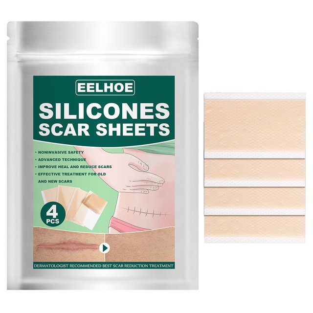 Tiras De Eliminación De Cicatrices, Parche De Hoja De Silicona Para Eliminación De Cicatrices De Quemaduras Para Cicatrices De Quemaduras De Acné Y Traumatismos 4 Uds Serendint CE008004-02