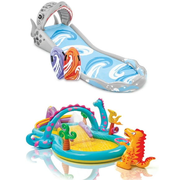 Intex Inflatable Surf 'N Slide Kids Play Center & Dinoland Kids Play Center Pool