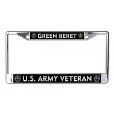 212 Main LPO7147 6 x 12 in. U.S. Army Veteran Green Beret Chrome License Plate Frame