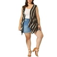 thumbnail image 5 of Agnes Orinda Women's Plus Size Irregular Hem Boho Striped Sleeveless Cardigan, 5 of 6