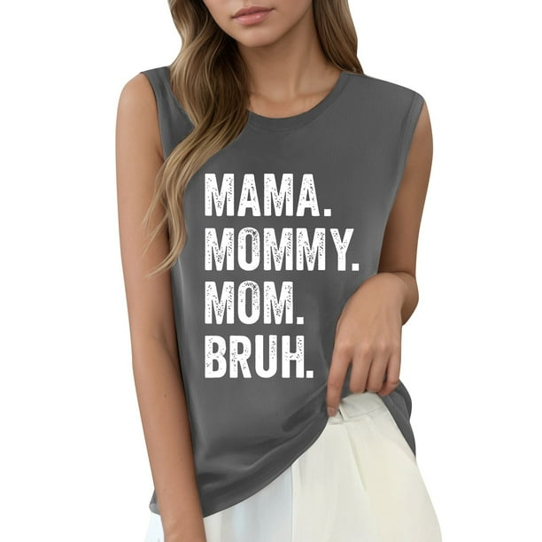 Camiseta sin mangas con estampado de letras para mujer: camiseta informal de verano con diseño moderno, versátil con vaqueros, fácil de cuidar
