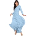 thumbnail image 5 of KOH KOH Long Sleeve Modest Fall Winter Elegant Evening Flowy Empire Waist Full Floor Length Cocktail Formal Tall Pleated Maxi Dress Gown Abaya For Women Sky Baby Light Blue Large US 12-14 NT009, 5 of 7