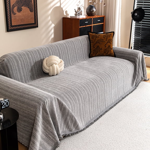 Jessy Home Sofa Cover Slipcover Couch Cover Protector Durable Multi-Function Furniture Cover for Dogs Cats Home Decor 71"x 134"Light Gray