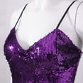 thumbnail image 3 of YiZYiF Womens Shiny Camisole Sparkling Sequin V Neck Belly Dance Tops Festival Rave Party Crop Top A Purple S, 3 of 5