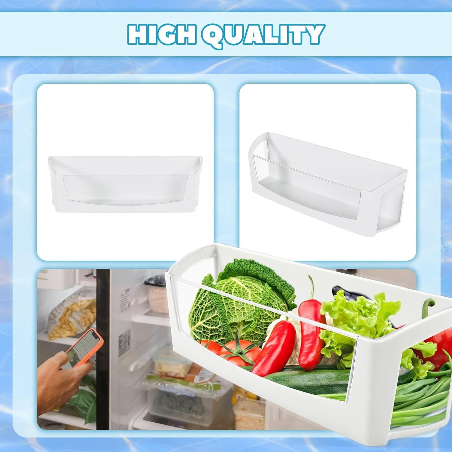 UPGRADED W10212139 WPW10212139 Refrigerator Door Shelf Bin Replacement Compatible with Whirlpool, Maytag, Amana, KitchenAid Refrigerator Parts  Left Door Bin