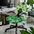 thumbnail image 2 of SCRAWLGOD St. Patrick's Day Stretch Computer Office Chair Cover Non-Slip Rotating Chair Cover Scratch Resistant Desk Rotating Chair Slipcovers, Cat Clover Leprechaun Hat Green, L, 2 of 7