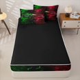 thumbnail image 4 of Manfei Race Car Zipper Twin Comforter Sets with Fitted Sheet and 2 Pillowcases,Geometric Hexagonal Art Zipper Bedding Set,Green Red,Black Reversible,4pcs, 4 of 8