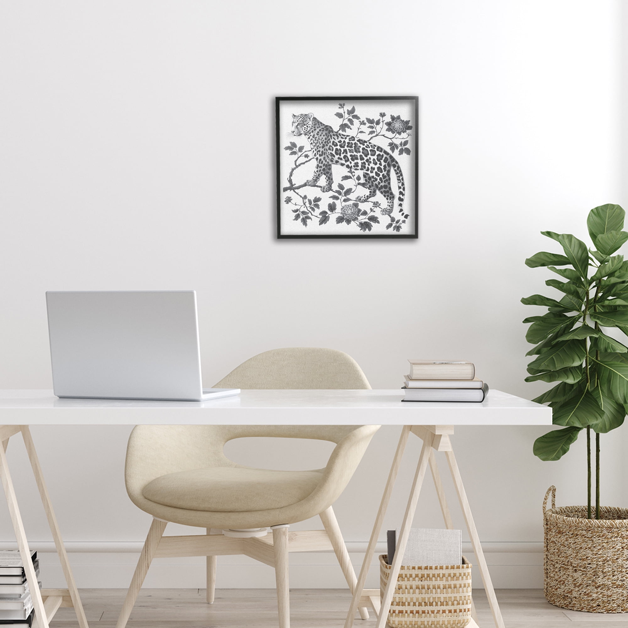 Monochrome Detail Leopard Black Framed Giclee Art, design by Lettered and Lined