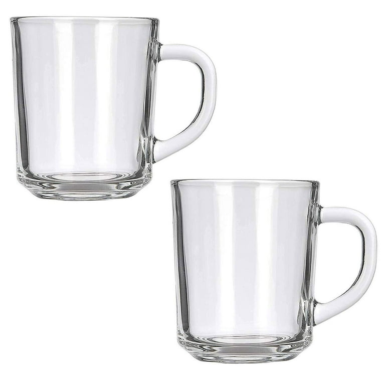 4 Pack Multipurpose Gourmet Coffee Tea Mugs 480 ML-Thick Clear Glass With  Handle For Perfect Espresso Cappuccino or Latte