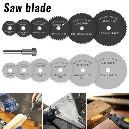 

HOTBEST 7pcs Mini Circular Saw Blades Rotary Tool Cutting Disc Kit with (3.175mm) 1/8 Mandrel Metal Drill Discs for Wood Plastic Metal Cutting