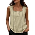 thumbnail image 2 of Erwazi Womens Square Neck Tank Top Button Wide Strap Sleeveless Casual Trendy Top, 2 of 9