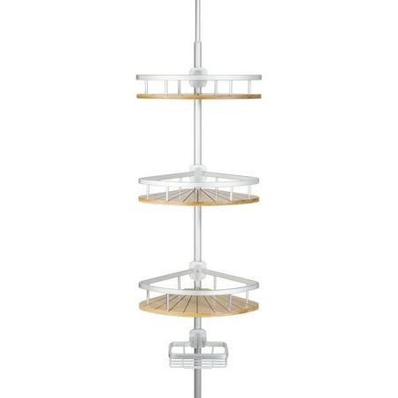 Bath Tub Replacement Shower - 4 Tier Shower Bathtub Tension Pole Caddy – Bamboo Aluminum Baskets - 11.8