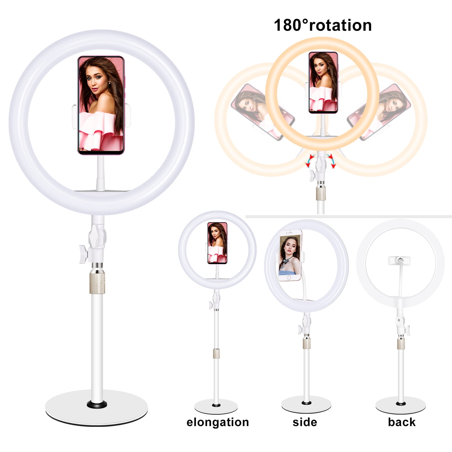 10-inch USB Ring Light for Desk or Table 3 Light Modes with Flexible Smartphone Stand  Streaming  YouTube Makeup TutorialsTikTok or Selfies White