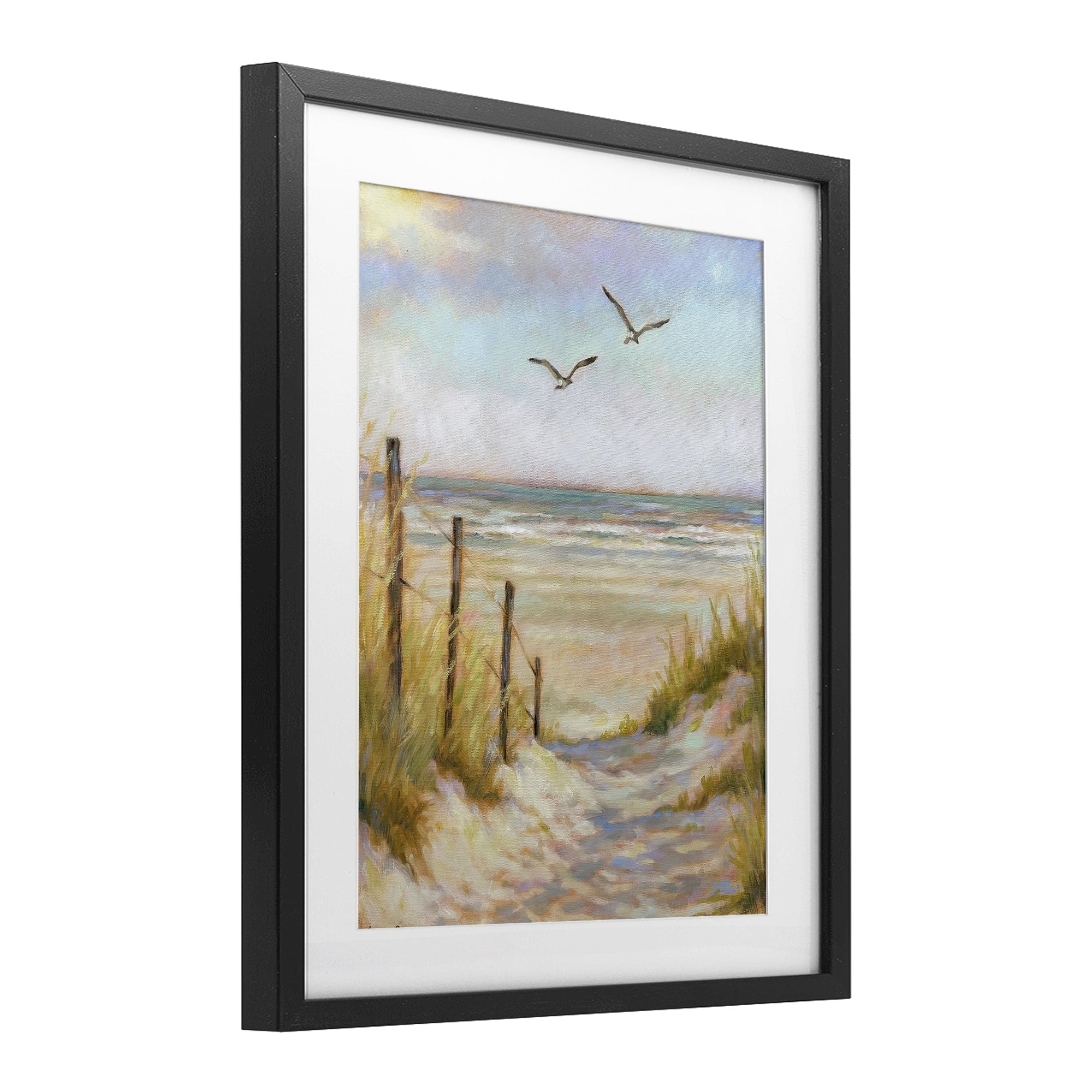 Stupell Industries Tranquility Beach Coastal Path Black Framed Print Under Glass, design by Linda Sperruzzi