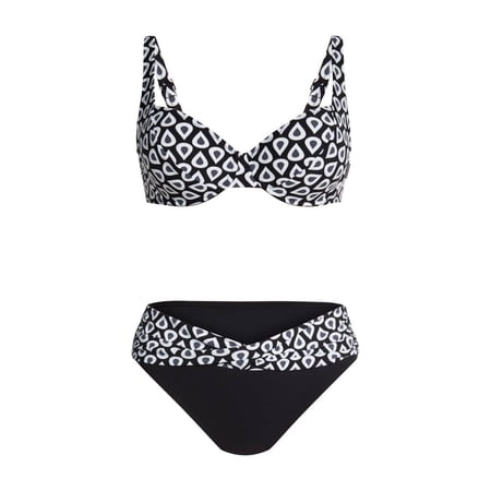Rosa Faia Womens Henny Top Underwired Bikini Top  10D  Black-White