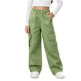 thumbnail image 3 of Rvasteizo Girls School Cargo Pants Fall Winter Elastic Waist Solid Casual Loose Cutting with Pocket 5 Years, 3 of 5