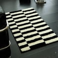 thumbnail image 2 of Soft Absorbent Microfiber Bathroom Rugs 20" x 32" Non-Slip Backing Fluffy Machine Washable Bath Mats Beige Black Striped Pattern Decor, 2 of 6