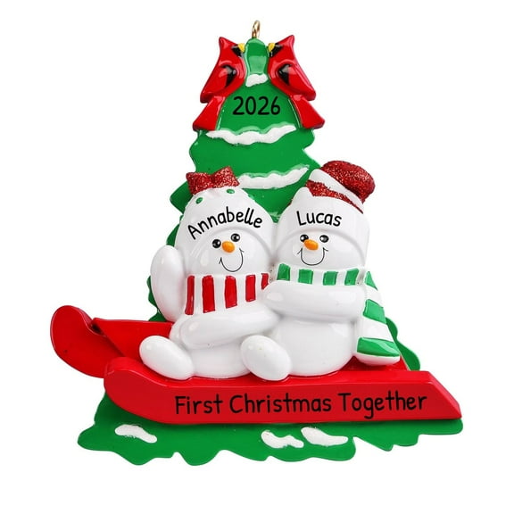 Ornaments by Elves Personalized Couple Christmas Ornament 2024 Snowman Sled Christmas Ornaments