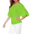 thumbnail image 2 of Plus Size Women's V Neck T Shirt: Batwing Sleeve, Loose Fit, Solid Color, Comfortable, 2 of 5