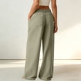 thumbnail image 5 of Women's Cotton Linen Wide Leg Pants Summer Casual Button up High Waisted Loose Trousers with Pockets by Yigetop Khaki S, 5 of 6