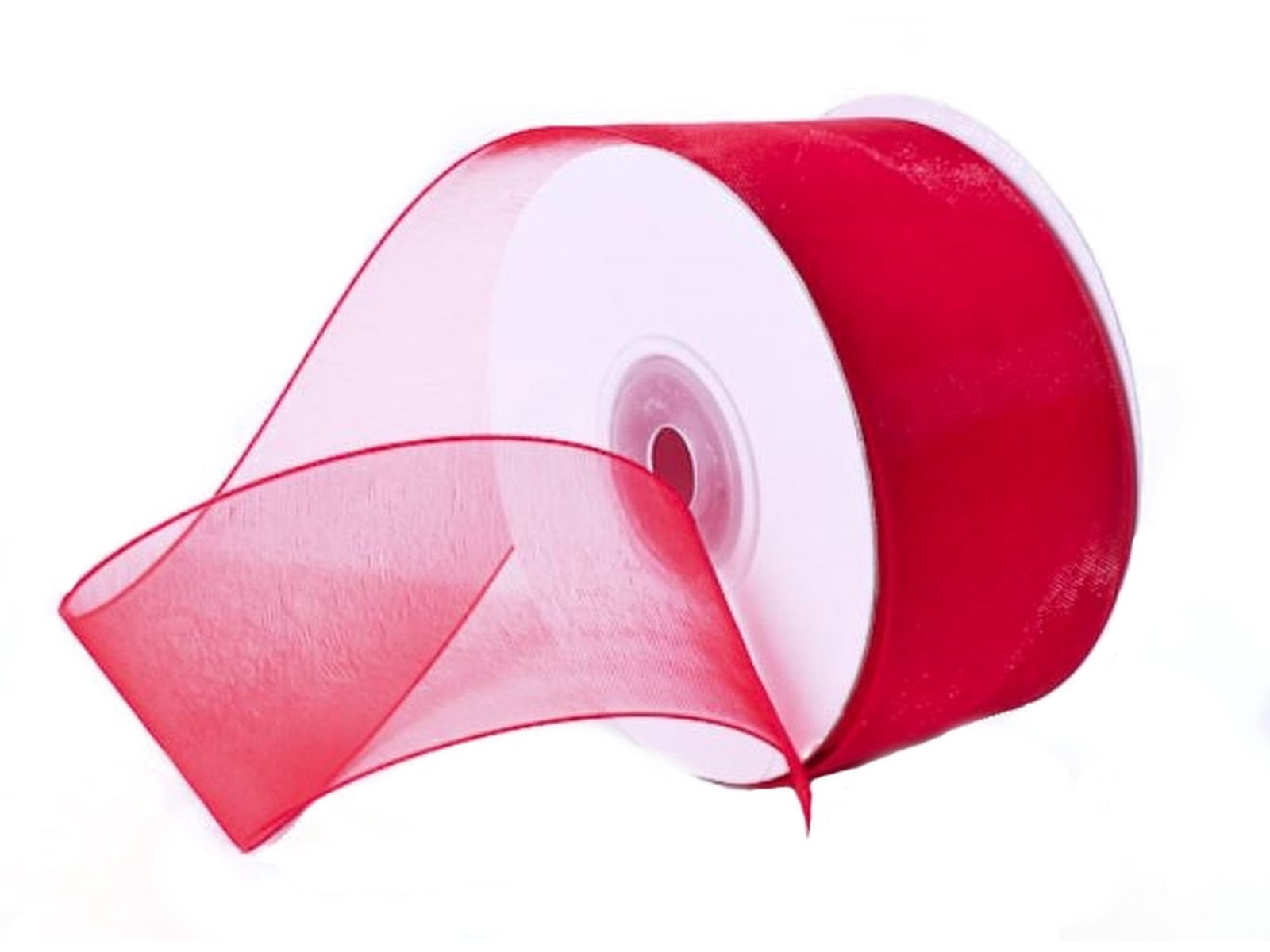 1.5" Plain Sheer Organza Nylon Ribbon 25 Yards - Red - Walmart.com - Walmart.com