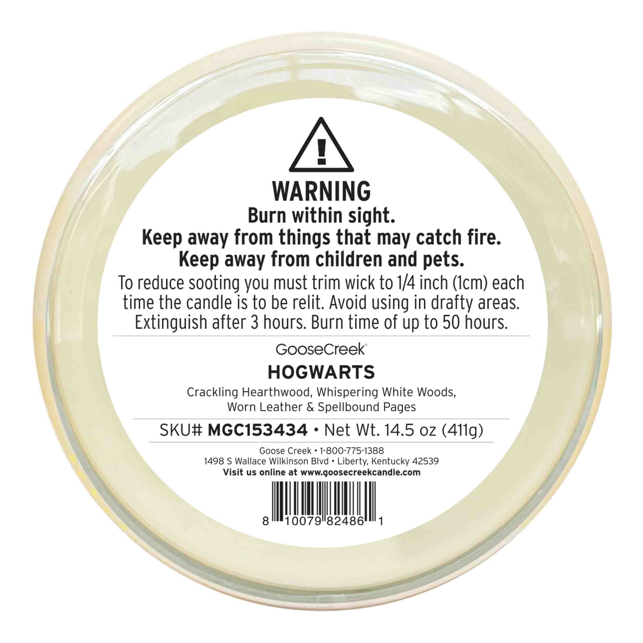Goose Creek Harry Potter Hogwarts 3-wick Crackling Hearthwood, Whispering White Woods, Worn Leather & Spellbound Pages Scented Jar Candle, 14.5oz