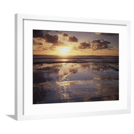 California, San Diego, Sunset Cliffs, Sunset Reflecting in Tide Pools Framed Print Wall Art By Christopher Talbot
