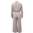 thumbnail image 5 of VBTAPA 2 Piece Outfits for Women Casual Lounge Sets Long Sleeve Button Down Shirts and Wide Leg Pants Sets Tracksuit Beige XXL, 5 of 8