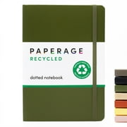 PAPERAGE Recycled Dotted Journal, (Dark Green), 160 Pages, Hardcover, 5.7” x 8”