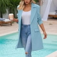 thumbnail image 2 of Hueook Fleece Jacket Women Fashion Solid Pocket Button Suit Coat Long Sleeve Casual Coat Light Blue S, 2 of 7