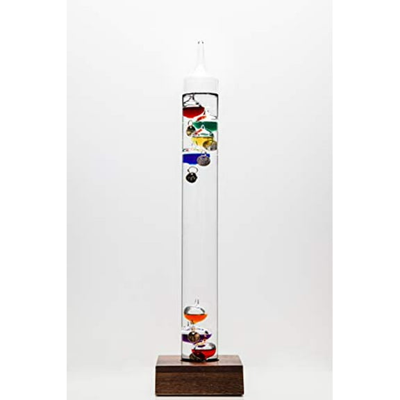 Galileo Thermometer with Wooden Base (17" Tall)