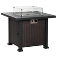 thumbnail image 1 of 32" Propane Gas Fire Pit Table, 50,000 BTU Square Patio Table with Fire Pit, Wind Guard, Lid, CSA Certified, Black, 1 of 7