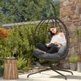 thumbnail image 4 of Egg Chair with Stand, Patio Wicker LHBcraft Hanging Chair, Hammock Swing Chair, 350LBS Capacity for Bedroom, Balcony, Garden, 4 of 8