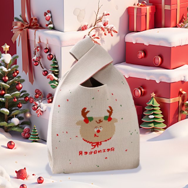 Fiudx Liquidación de ahorros de verano Bonitas bolsas de punto para caramelos navideños, bolsos cruzados, bolsos de mano con asa para la muñeca, bolsas de regalo navideñas para mujeres