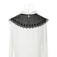 thumbnail image 3 of INSPIRE CHIC Detachable Fake Collar, Semi-Sheer Embroidery Mini Cape Neck Ruff for Blouse Black-1, 3 of 5