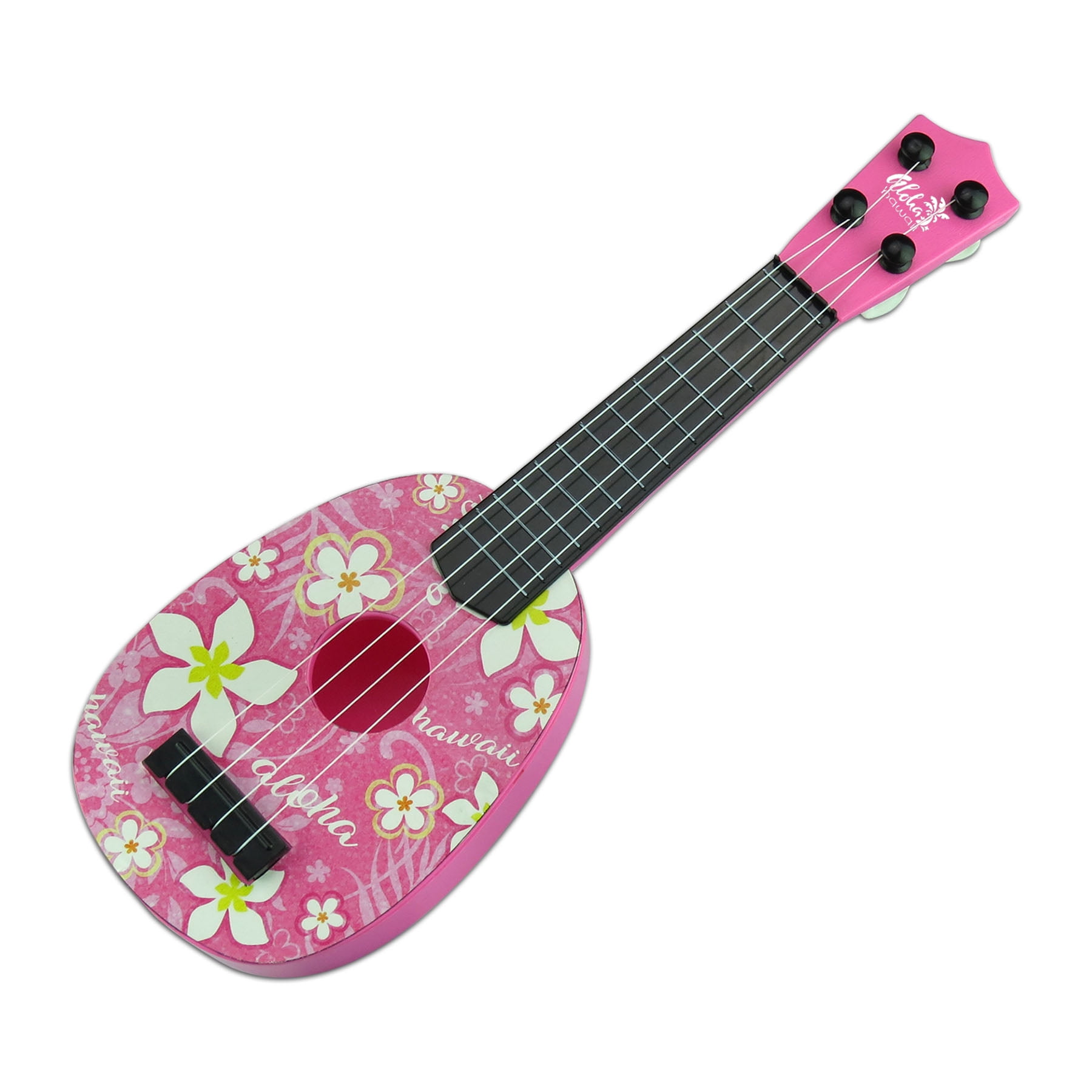 Islands Art Kids Pua Ukulele with Floral Design, Sturdy Plastic Body, Nylon Strings