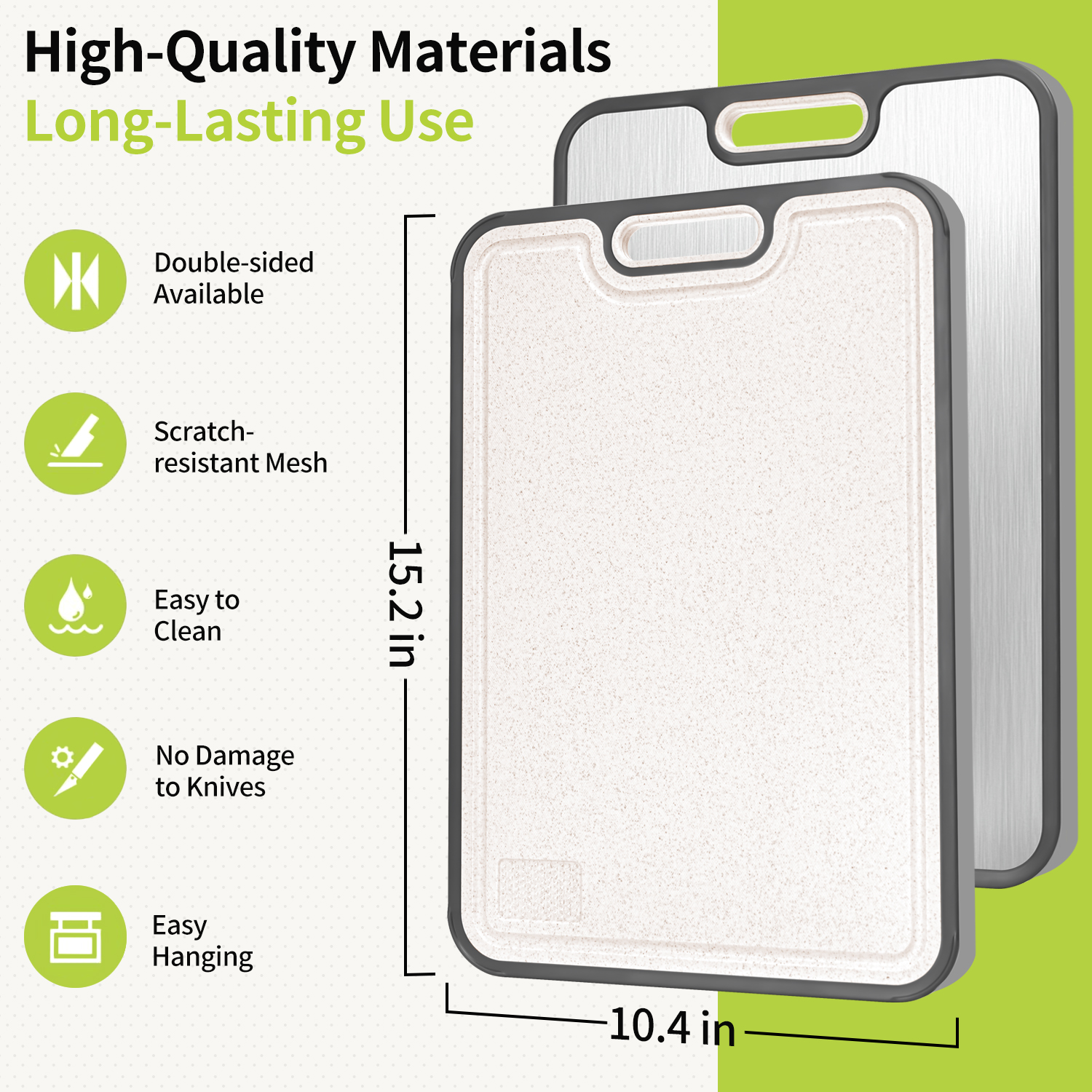 Tinana Stainless Steel Double-Sided Cutting Board, 15" photo 2