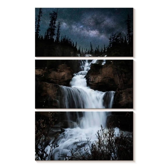 Elephant Stock Milky Way Waterfall Wall Art - Vertical Multi Panel Canvas - Living Room Wall Decor - Nature Multi Panel - Blue And White Decor By Lucas Moore - 14" x 23"