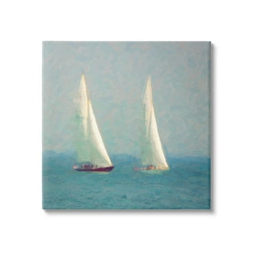 Stupell Industries Abstract Sailboats Painting Coastal Painting Gallery Wrapped Canvas Print Wall Art