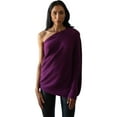 thumbnail image 1 of Youkk Off Shoulder Draped Jumpers Soft And Cozy Fall Sweaters For Women Easy To Clean And Care Polyester Purple, 1 of 6
