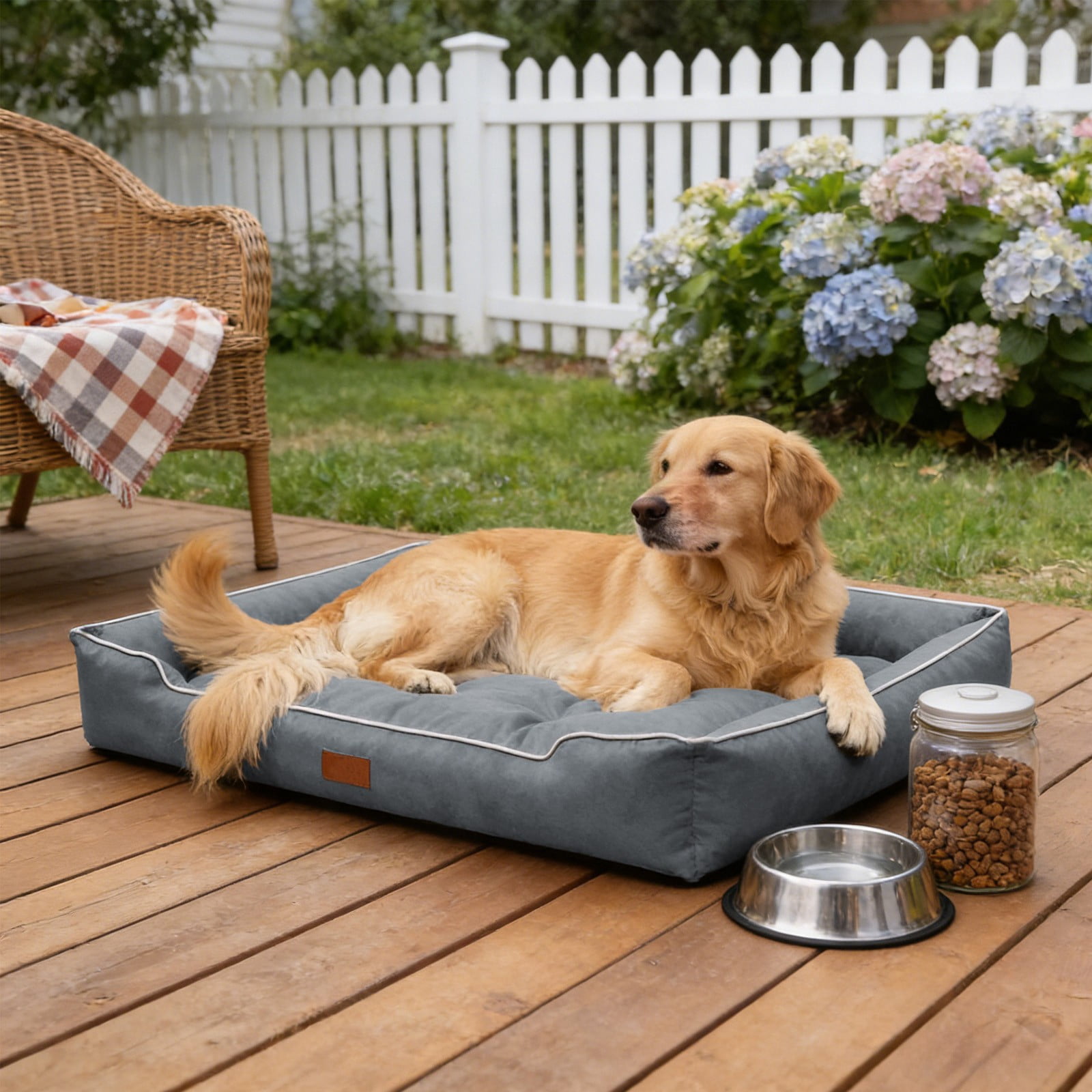 FeiFu Waterproof Non-Slip Rectangle Dog Bed Soft Flannel Pet Mat for Small Dogs Cats Under 55 LBS Durable Comfortable Rest Pad Indoor Outdoor