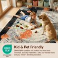 thumbnail image 4 of Design&I 5'x7' Washable Area Rug Snag-Free, Skid-Resistant Circle Retro Vinyl Record Music Distressed Groove Ring Border for Dining Room, Under Table, Home Office, 4 of 7