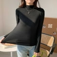 thumbnail image 4 of safuny Women's Slim Lightweight Long Sleeve Pullover Turtleneck Mock Shirts Base Layer Fall Winter Tops Black _v XL, 4 of 4
