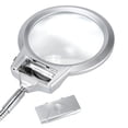 thumbnail image 4 of Large Lens Table Top Desk Lamp Lighted Magnifier Magnifying Glass Soft Metal Hose for Coins, Stamps, Jewelry with LED Light Clamp, 4 of 8